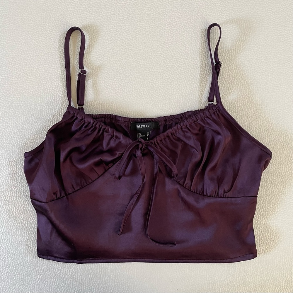 Forever 21 cropped silk top purple plum